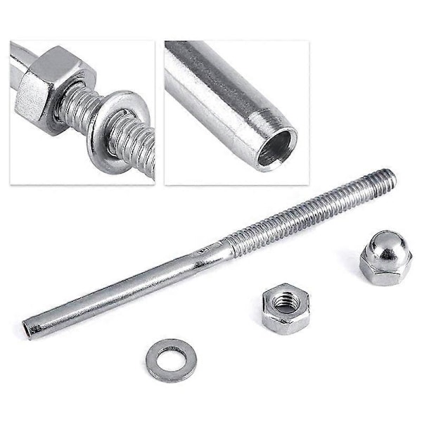 12 Pak Trådede Terminal Stud 316 Rustfrit Stål Marine Grade Stud End Fitting Terminal til 3/16