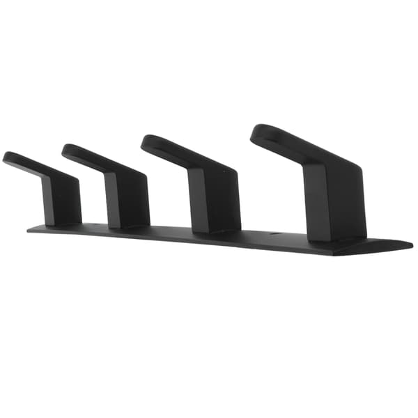 Simple Rows of Space Aluminum Hooks, Wall Mounted Hook for Kitchen, Bathroom, Wardrobe, Black, 4 Hooks