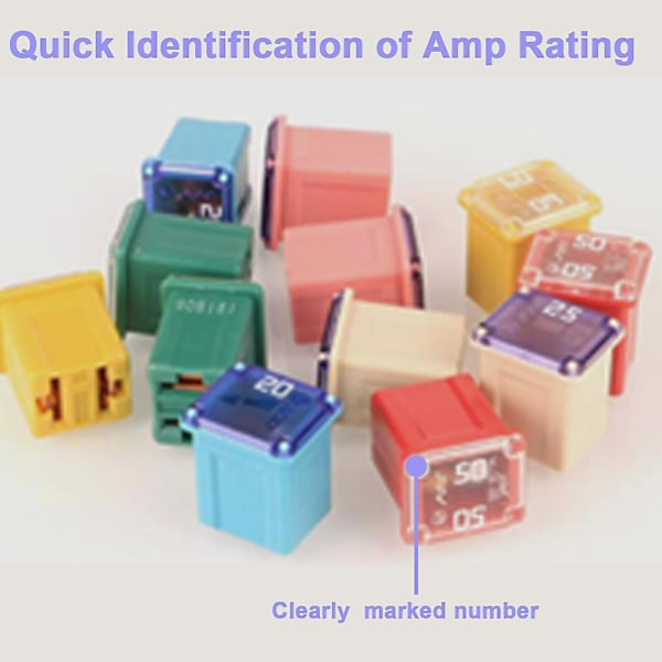 12 st Lågprofil Jcase Säkringar för Lastbilar och SUV - Kompatibel med 20A/25A/30A/40A/50A/60A - Inkluderar 2 st av varje