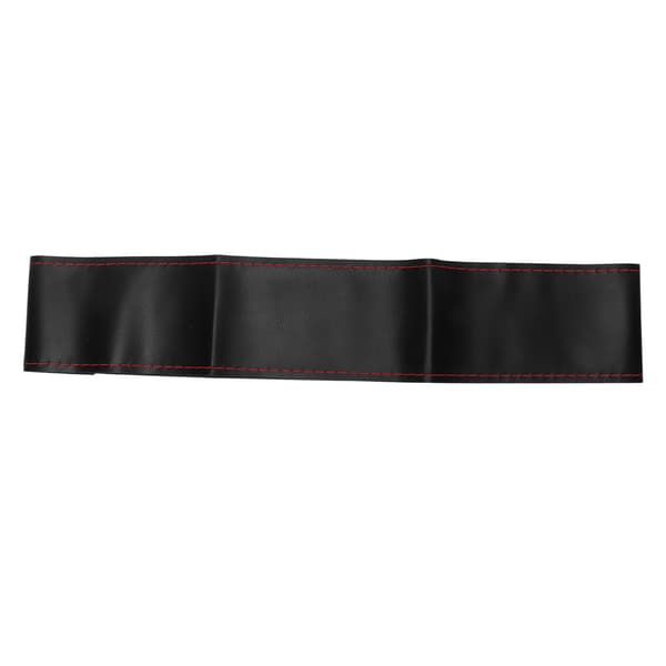 Universal Steering Wheel Cover with Needle Thread Protection for Outer Diameter of 37-38 cm (Black Red Thread)