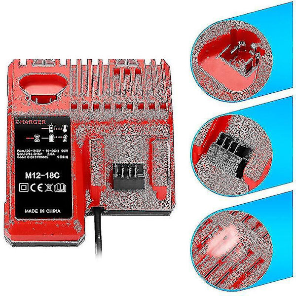 M12-18c Li-ion -akkukäyttöinen laturi Milwaukee 12v 14.4v 18v C1418c 48-11-1815/1828/1840 M18 M14 M12 litiumakkuille