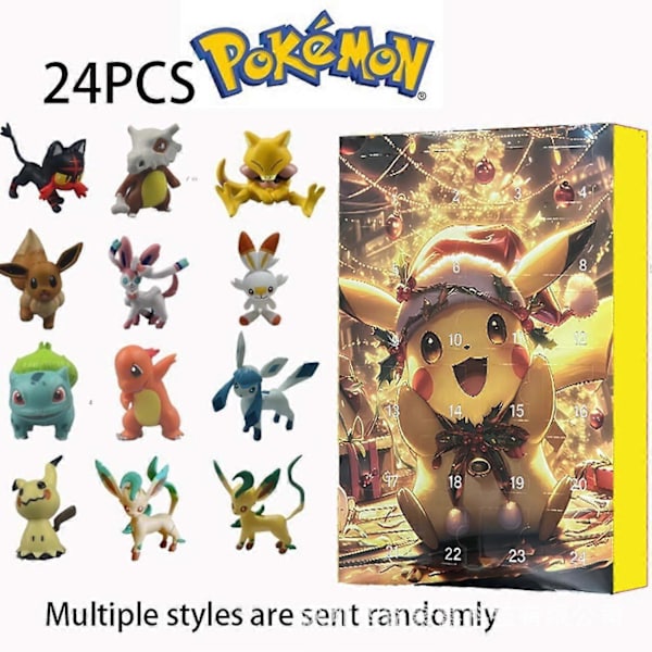 24 Pocket Monsters Julegave Nedtællingskalender Gaveæske, Pet Elf Jule Blind Box 24stk(O)