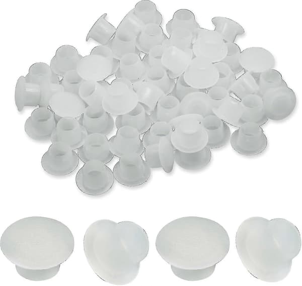 100 stk. 8mm Hvite Plastplugger - Hullplugger Snap-in Låsing