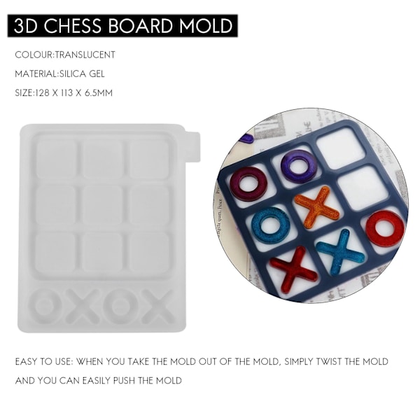 Tic Tac Toe Spil Silikonform 3D Skakbræt Form Harpiks Spejlform Okse Skak Spil Form Ma