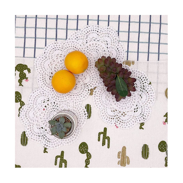 4 stk 8,6 tommers doilies, heklet runde blonde doilies, håndlagde underlag, bomullsheklet coasters (hvit)
