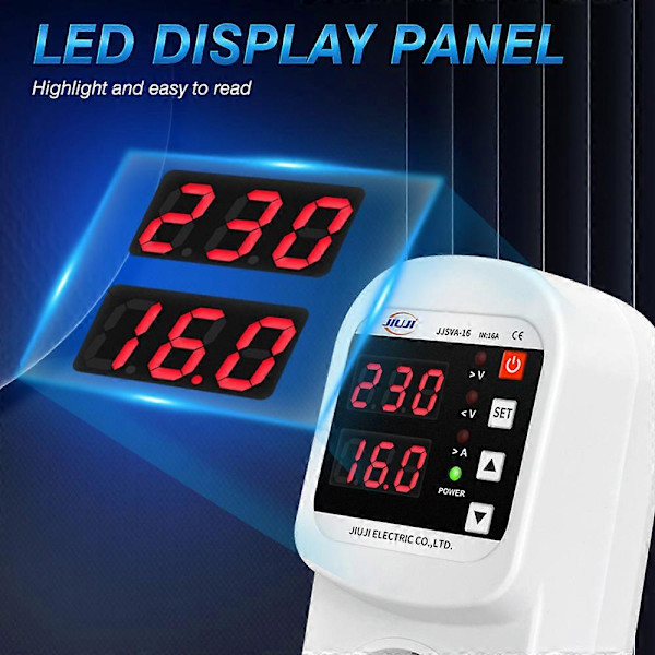 Automatiskt Spännings- och Strömskydd Uttag LED-Display Multifunktionellt Kylskåpsskydd med Automatisk Återställningsfunktion