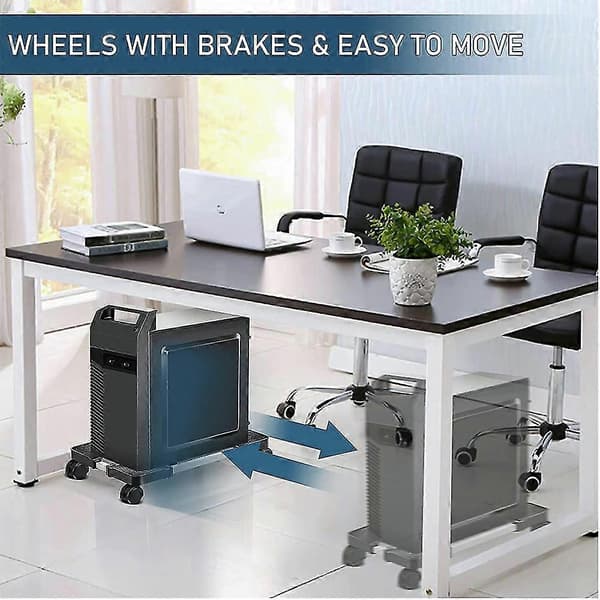 Stk. Mobil CPU Stand Justerbar Computertårn Stand Med 4 Hjul Passer Til De Fleste PC'er (sort)