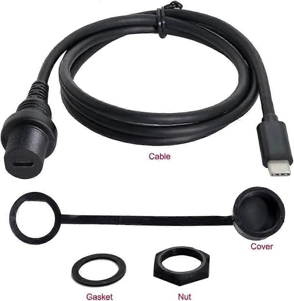 Vedenpitävä USB C -kaapeli, USB 3.1 Type C uros-naaras, datan jatkokaapeli