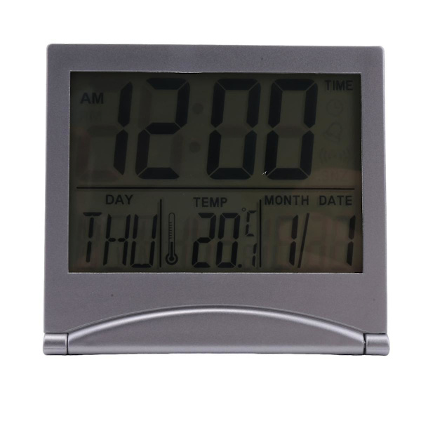 Digital resealarmklocka batteridriven bärbar stor sifferdisplay klocka med temperatur 12/24H liten skrivbordsklocka