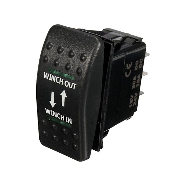 12V 20A Vinsch In Vinsch Ut PÅ-AV-PÅ Gungströmbrytare Röd LED-lampa 7 stift grön