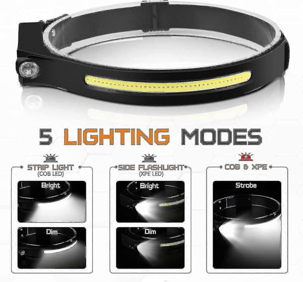 Hodelykt LED oppladbar joggehodelykt 30 hodelykt USB Cob hodelykt løping oppladbar