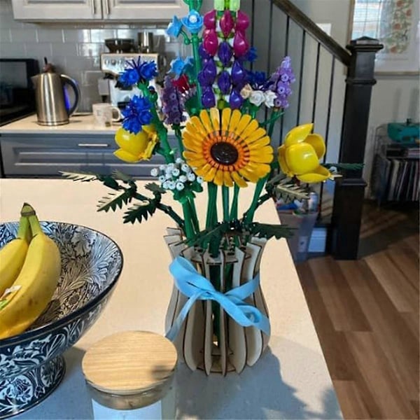 Vas, Träpusselvas, Byggsats för falsk bukett, Displayställ, Gåva till blomsterälskare