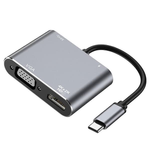 Type-C 4-i-1 Dokkingstasjon Multifunksjonell Hub USB C til -Kompatibel/VGA/USB 3.0/PD Lading for S