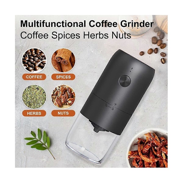 Kaffekværn USB Opladbar Kaffebønne Kværn med Aftagelig Skål, Kaffebønne Kværn med Br