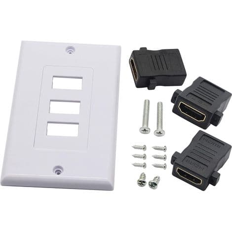 3-portars HDMI 2.0 Väggplatta – Stöder 4K 60Hz – USB 3.0 A och VGA-portar – Enkel installation för hemmabio