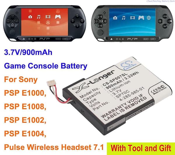 Cameron Sino 900mAh Spilkonsollbatteri SP70C til Sony PSP E1000, PSP E1002, PSP E1004, PSP E1008, Pulse Trådløst Headset 7.1