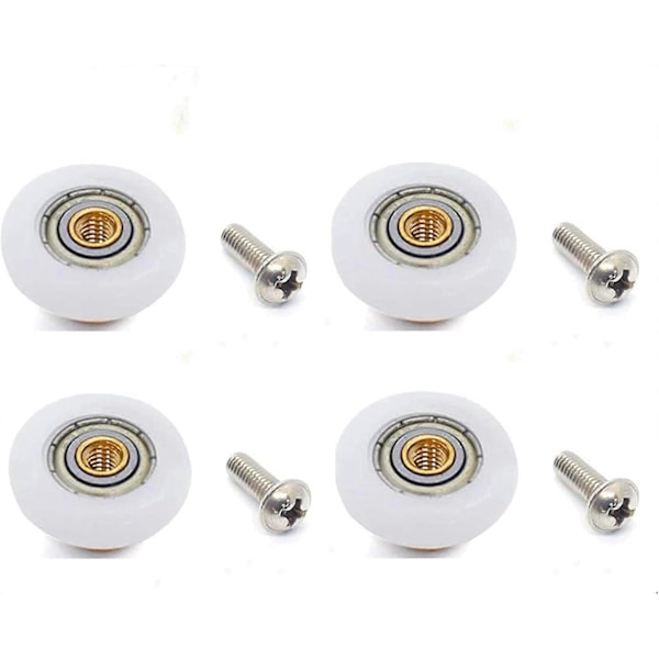 4 Sæt Brusevægsrulle Hjul Ruller Udskiftningsdel Badeværelse Glasdør Rulle Glide Brusevægsdør Rulle Hjul - 19mm x 5mm Guld, Hvid