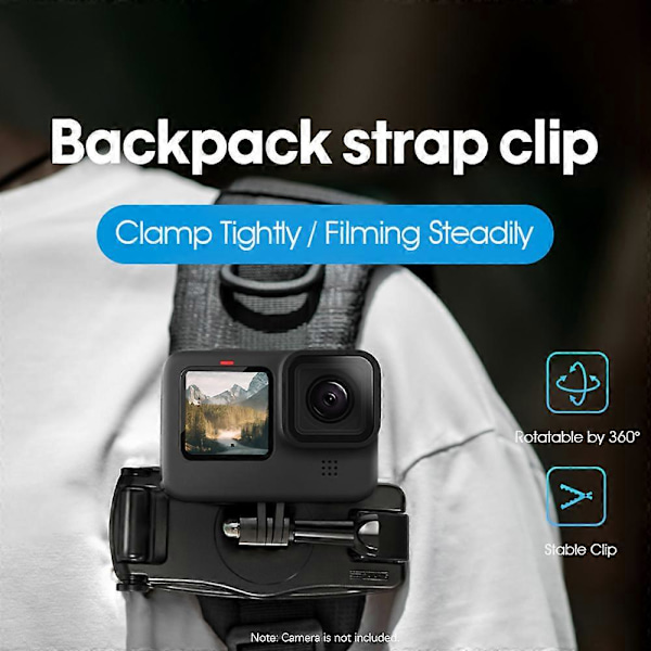 STARTRC Ryggsäck Kamerafäste Remklämma Snabbkoppling 360° Roterbar med Adapter & M5 Skruv Kompatibel med DJI Action 3/2 Insta360 X3/ Insta360