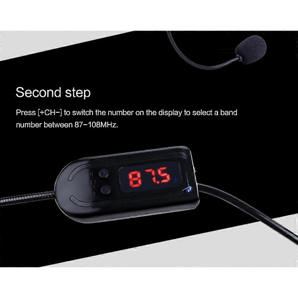 Sort Bærbar FM Trådløs Mikrofon Headset Radio Megafon Til Turguide Undervisning Møde Forelæsninger Forbrugsvarer