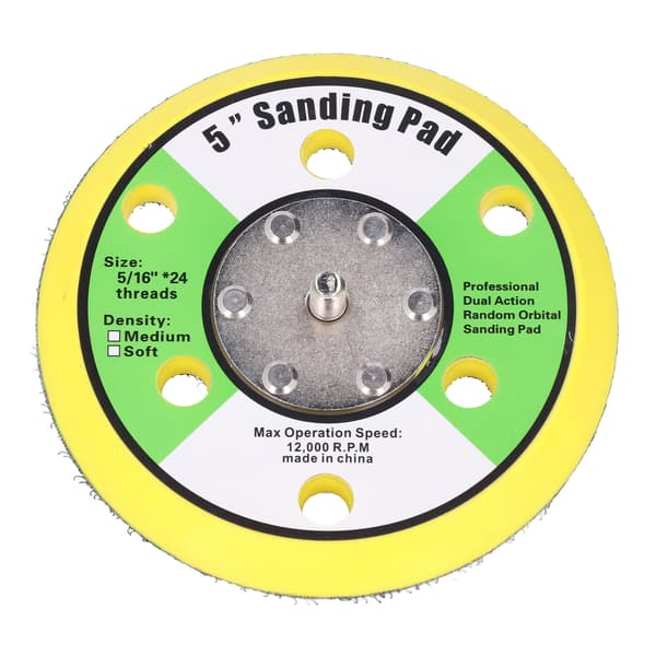 5 inch Sanding Pad 5/16-24 Hook and Loop PU Backing Plate Pneumatic Sander Buffer 12000RPM