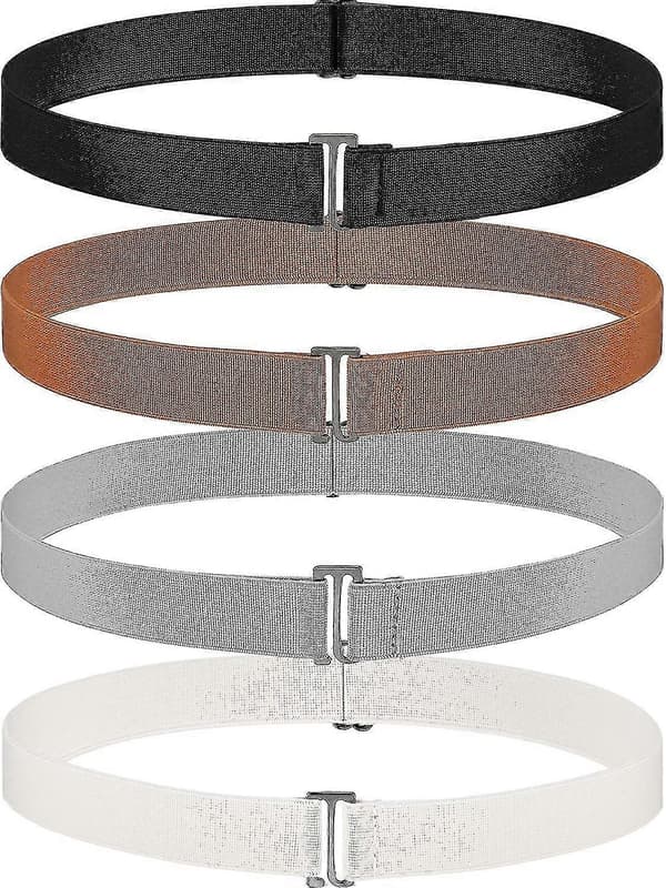 4-pakning Dame Usynlig Belte Uten Synlig Spenne Elastisk Stretch Midjebelte Med Flat Spenne