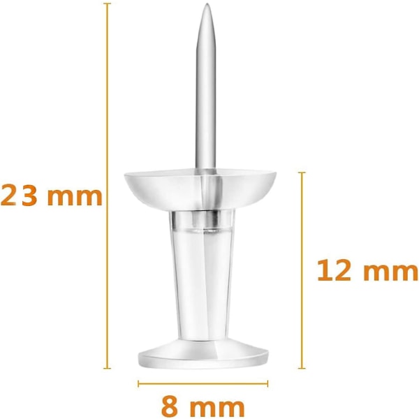 Genomskinliga tryckstift, ritnålar, ritnålar för väggar, anslagstavlestift, genomskinliga ritnålar för fixering, anslagstavlestift (100 st silver)