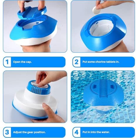 Flydende dispenser, flydende dispenser til klortabletter til swimmingpools, spabade, boblebade og springvand
