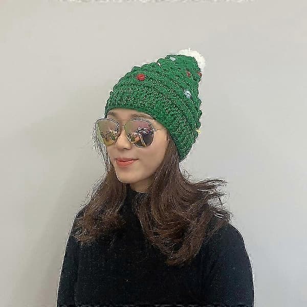 Julgran Handstickad Yllehatt Varm Hatt (Vuxenversion)