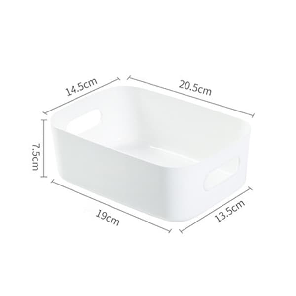 Desktop Storage Basket PP Cosmetic Storage Box Desktop Storage with Handle for Household Small White