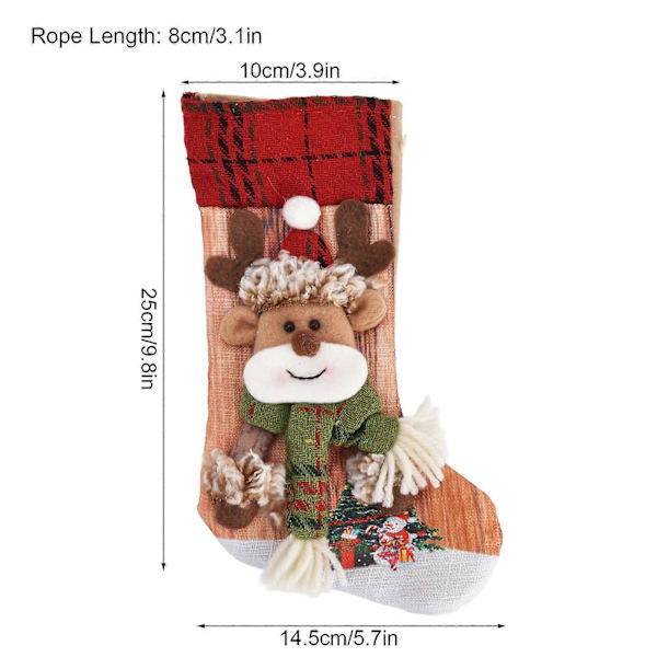 Julstrumpa 3D-tryckt Julstrumpa Presentpåse Ornament för Julgran Spis Hängande Rensa