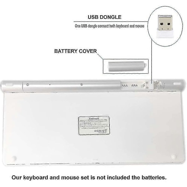 Trådlöst tangentbord och mus för Apple Imac Windows eller Android (2,4 g trådlöst)