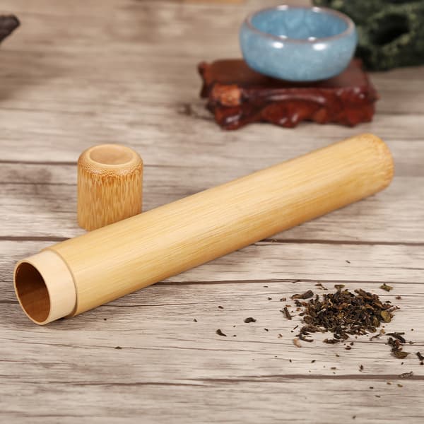 1 pc Round Portable Handmade Natural Bamboo Tea Jar Storage Holder Container (2.5 x 23 cm)