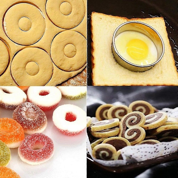 PPIAO Mini Geometriske Formet Kake- og Kjeksutskjæringssett 24 Hjerte Trekant Rund Lite Sirkel Baking Rustfritt Stål Former