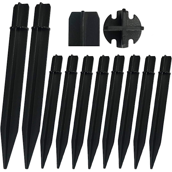 10 Pcs Premium 8.25 Inch Upgraded Reinforced Plastic Ground Spikes, Abs Lights Replacement Stakes, Draining Design, Ideal For Solar Torch Garden Light