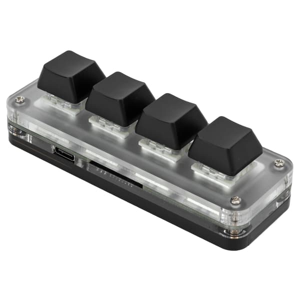 Mini 4-Key Gaming Keyboard Mechanical Keyboard Type C to USB Interface Programmable Black with RGB Light