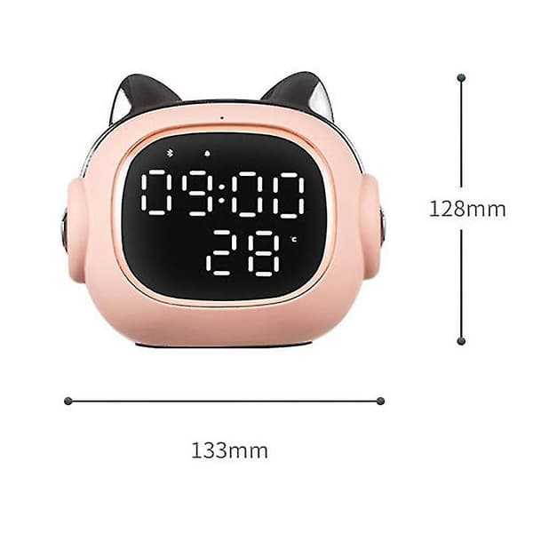 Rolig Digital Kattväckarklocka med Bluetooth-högtalare - Rosa