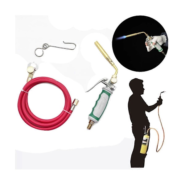 Profesjonell dobbel bryter loddebrenner for propangass med 1,6M slange og tenning for gassflammelodding