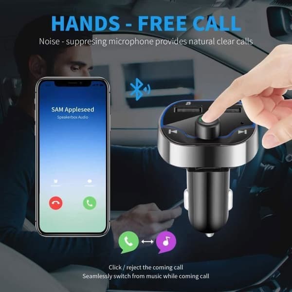 FM-sender - Bluetooth 4.2 - Biloplader - MP3-afspiller - Håndfri