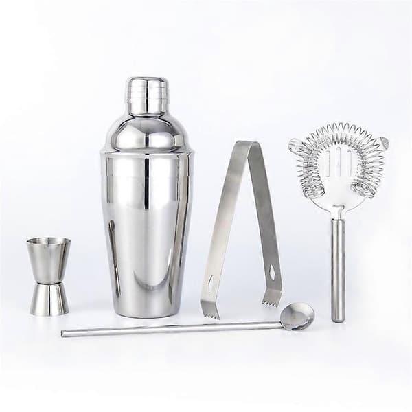 Cocktail shaker sett - Rustfritt stål Sølv 5 deler