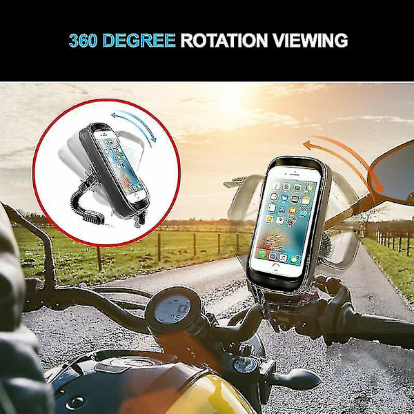 Vanntett Motorsykkel Telefonholder 360 Rotasjon Motorsykkel Scooter Smartphone Holder Med Regnbeskyttelse Telefonholder For Motorsykkel Bakspeil Opp Til