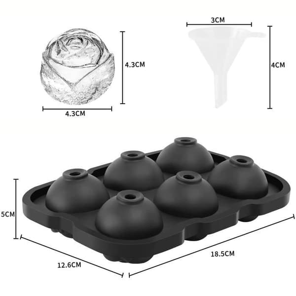 Isbitsform - AMOUNE - Rosform - Silikon - 6 isbitar - 4,3 x 4,3 cm