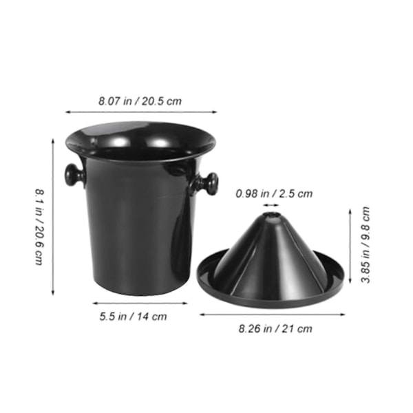 4x Vinspott Black Plast Vinspottkopp - Standardstorlek Med Svart Tratt Champagnehink - YX