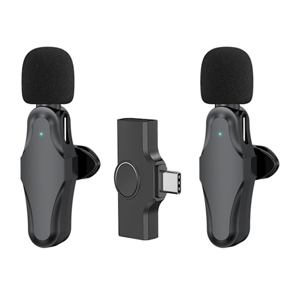 K10 Trådløs Lapel Mikrofon Klips-på Mic Plug & Play Type-C til Telefon Pad PC med Støjreduktion