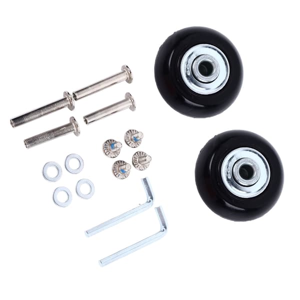 2 Pieces Suitcase Wheels Swivel Silent Rubber Wheels Replacement with Screws 1.57x0.71 inch