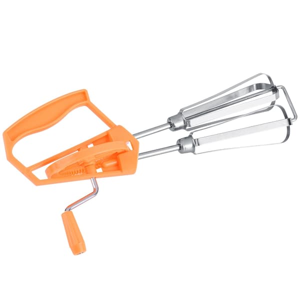 Orange Manual Egg Beater, Stainless Steel & Plastic Hand-Cranked Mixer, Effort-Saving Whisk for Kitchen Baking & Cooking