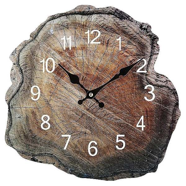 12 Tommer Simuleret Årring Trævægur Gammelt Trækorn Lydløse Ure Ur Stue Hom