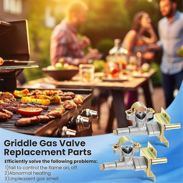 2 kpl Griddle-polttimen ohjausventtiiliä, yhteensopiva grillin griddle-levyjen kanssa, griddle-kaasiventtiilin varaosat