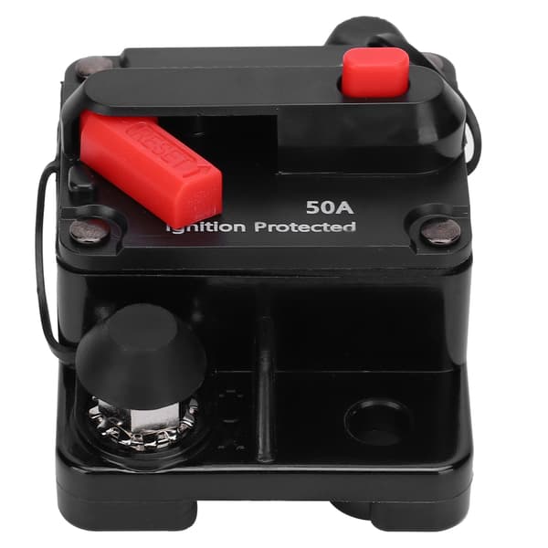 Circuit Breaker Resettable Fuse Holder Copper Waterproof Automatic Breaker Red DC12‑42V50A