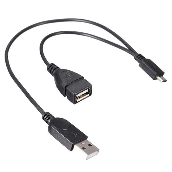 OTG Host Strömdelare Y Micro USB Hane till USB Hona Adapter Kabel