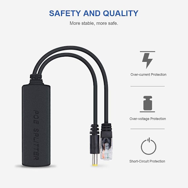 3 st PoE-splitter 48v till 12v PoE-kontakter Splitter Extender Injektor Ieee802.3af/at 10/100m Kompatibel med P